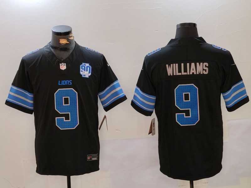 Mens Detroit Lions #9 Jameson Williams Black 2024 F.U.S.E. 2nd Alternate With 90th Anniversary Patch Vapor Limited Stitched Jersey